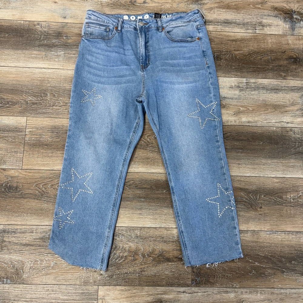 Song size 14 crop sequin star jeans